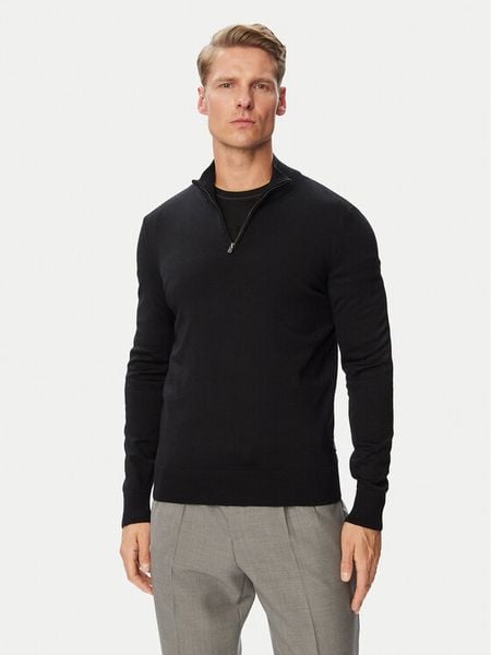 BOSS Sweter H-Ebenji 50565499 Czarny Regular Fit. Czarne swetry rozpinane Boss, m, bez wzorów, z wełny, bez kołnierzyka, bez ramiączek. Za 749.99 zł.