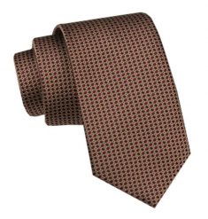 Elegancki Krawat Męski - Alties - Beżowy, Małe Groszki. Brązowe krawaty i muchy Alties, bez wzorów, z tkaniny. Za 49.00 zł.