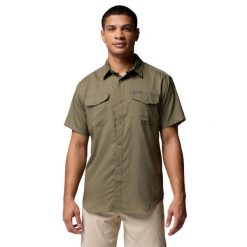 Koszula sportowa męska Utilizer II Solid Short Sleeve Shirt. Zielone koszule Columbia, m, bez wzorów, z materiału, bez kołnierzyka, bez ramiączek. Za 199.99 zł.