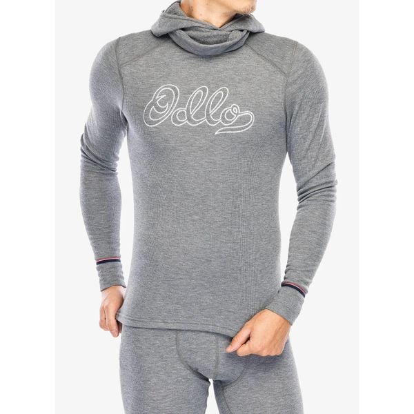 Bluza termoaktywna męska Odlo Active Warm Originals BL Top Facemask LS. Szare bielizna termoaktywna ODLO, na zimę, m, bez wzorów, bez ramiączek, narciarskie. Za 276.99 zł.