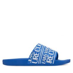 Klapki Versace Jeans Couture. Niebieskie klapki Versace Jeans Couture, z jeansu. Za 189.99 zł.