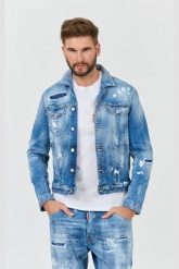 DSQUARED2 Kurtka jeansowa Dan Jean Jacket. Niebieskie kurtki Dsquared2, l, bez wzorów, z jeansu, bez kaptura. W wyprzedaży za 1,747.61 zł.