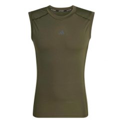 Tank top adidas Techfit Compression. Zielone bezrękawniki Adidas, bez wzorów, z materiału, techfit (adidas). Za 126.50 zł.