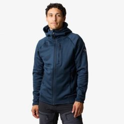Bluza polarowa turystyka męska Swedemount Lofoten Tech Stretch Hood. Niebieskie bluzy z kapturem SWEDEMOUNT, l, bez wzorów, z materiału, z kapturem. Za 256.99 zł.