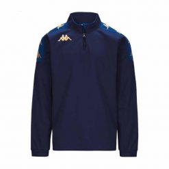 Kurtka z dresu Kappa Gassolo. Niebieskie kurtki Kappa, bez wzorów, z dresówki, bez kaptura. W wyprzedaży za 176.65 zł.