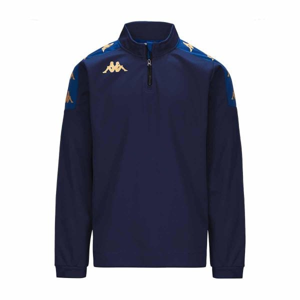 Kurtka z dresu Kappa Gassolo. Niebieskie kurtki Kappa, bez wzorów, z dresówki, bez kaptura. W wyprzedaży za 176.65 zł.