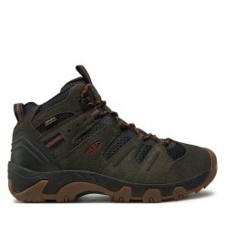 Trekkingi Keen. Zielone botki sznurowane Keen, bez wzorów, bez obcasa, bez zapięcia. Za 549.99 zł.