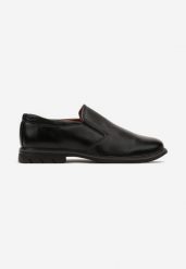 Czarne Eleganckie Półbuty Loafersy ze Skórzaną Wkładką Nitllia. Czarne eleganckie półbuty Born2be, bez wzorów, z materiału, z okrągłym noskiem, bez obcasa, na płaskiej podeszwie, bez zapięcia. W wyprzedaży za 110.49 zł.