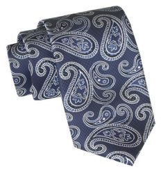 Męski Krawat Angelo di Monti - Granatowy Z Wzorem Paisley. Niebieskie krawaty i muchy Angelo di Monti, bez wzorów, z tkaniny. Za 45.00 zł.