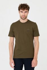 AERONAUTICA MILITARE Zielony t-shirt. Zielone t-shirty Aeronautica Militare, m, bez wzorów, bez kołnierzyka, bez ramiączek. W wyprzedaży za 229.99 zł.
