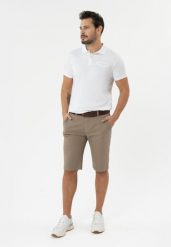 Bawełniane szorty P-BRAD. Brązowe szorty Volcano, l, bez wzorów, z bawełny. Za 159.99 zł.