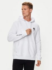 KARL LAGERFELD Bluza 705401 543910 Biały Regular Fit. Białe bluzy KARL LAGERFELD, m, bez wzorów, z bawełny, bez kaptura. Za 539.99 zł.