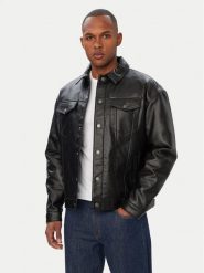 Guess Jeans Kurtka z imitacji skóry M6YL45 W3368 Czarny Relaxed Fit. Czarne kurtki Guess Jeans, m, z aplikacjami, z jeansu, bez kaptura. Za 699.99 zł.