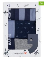Happy Shorts Bokserki (3 pary) w kolorze granatowo-szarym rozmiar: M. Niebieskie bokserki Happy Shorts, m, bez wzorów. Za 48.95 zł.