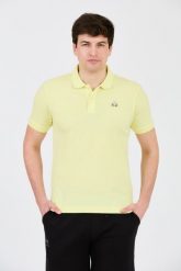 LA MARTINA Cytrynowe polo z małym logo. Żółte koszulki polo La Martina, m, bez wzorów, bez kołnierzyka, bez ramiączek. W wyprzedaży za 299.99 zł.