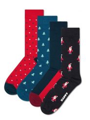 Happy Socks Skarpety antypoślizgowe (4 pary) "Holiday" w kolorze granatowo-czerwonym rozmiar: 36-40. Czerwone skarpety Happy Socks, bez wzorów, prążkowane. Za 97.95 zł.