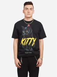 Domrebel T-shirt "Meow Box T" | Meow Box T-Shirt | Mężczyzna | Czarny. Czarne t-shirty Domrebel, m, bez wzorów, z bawełny, bez kołnierzyka, bez ramiączek. W wyprzedaży za 399.00 zł.
