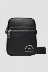 KARL LAGERFELD Saszetka męska czarna z logo. Czarne torby na ramię KARL LAGERFELD, bez wzorów, bez dodatków. W wyprzedaży za 449.99 zł.