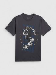 4F T-shirt regular z nadrukiem męski - szary XL. Szare t-shirty 4F, m, bez wzorów, z bawełny, bez kołnierzyka, bez ramiączek. Za 69.99 zł.