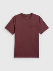 4F T-shirt regular gładki męski - burgundowy L. Czerwone t-shirty 4F, l, bez wzorów, z bawełny, bez kołnierzyka, bez ramiączek. Za 79.99 zł.