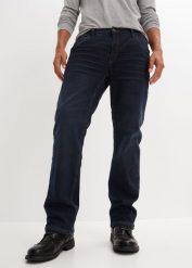 Dżinsy termiczne Relaxed Fit Straight na podszewce z polaru. Niebieskie jeansy bonprix, m. Za 199.99 zł.