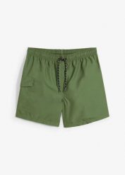 Szorty kąpielowe męskie z kieszeniami cargo. Zielone kąpielówki bonprix, m, bez wzorów. Za 54.99 zł.