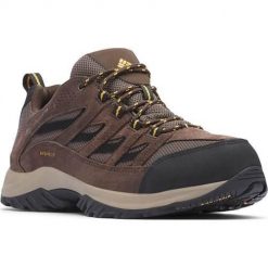 Buty trekkingowe męskie Columbia Crestwood Waterproof. Brązowe trekkingi Columbia, bez wzorów, z gumy, bez zapięcia. Za 501.00 zł.