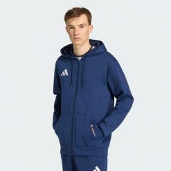 Bluza z kapturem i suwakiem na całej długości Entrada26. Białe bluzy Adidas, m, bez wzorów, z polaru, z kapturem. Za 146.99 zł.