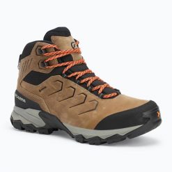 Buty trekkingowe męskie SCARPA Moraine Mid Pro Gtx. Brązowe buty turystyczne Scarpa, bez wzorów, z gore-texu, przed kolano, bez zapięcia, trekkingowe, gore-tex. Za 869.99 zł.
