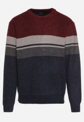 Bordowy Sweter z Wełną z Eleganckim Kołnierzykiem Koszulowym Espalea. Czerwone swetry nierozpinane Born2be, l, z aplikacjami, z dzianiny, bez kołnierzyka, bez ramiączek. Za 89.99 zł.