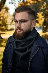 Komin męski zimowy Brødrene k3 c. szary 9921. Szare szaliki bez wzorów, z dzianiny. Za 32.45 zł.