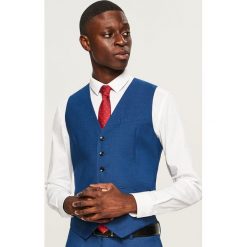 Kamizelka garniturowa ze strukturą slim fit - Niebieski. Garnitury marki Reserved. Za 139.99 zł.