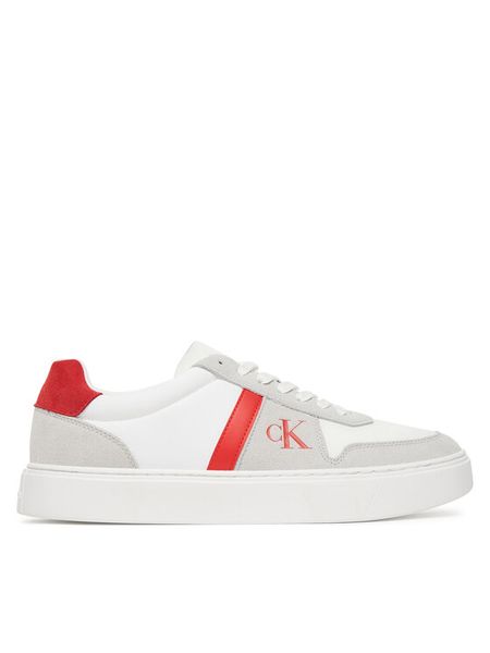 Calvin Klein Sneakersy Mixed Texture Lace Up Cupsole Trainers YM0YM01395 Biały. Białe buty sportowe casual CALVIN KLEIN, bez wzorów, ze skóry, bez zapięcia. Za 409.99 zł.