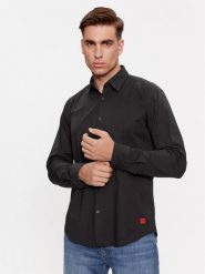 Hugo Koszula Ermo 50500216 Czarny Slim Fit. Czarne koszule Hugo, m, bez wzorów, z bawełny, bez kołnierzyka, bez ramiączek. Za 229.99 zł.