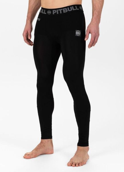 Legginsy do MMA męskie Pitbull West Coast Performance Small Logo. Czarne legginsy długie sportowe PITBULL, m, bez wzorów, z materiału. Za 159.00 zł.