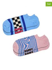Happy Socks Skarpety (2 pary) w kolorze jasnoróżowo-błękitnym rozmiar: 41-46. Niebieskie skarpety Happy Socks, bez wzorów. Za 30.99 zł.