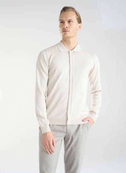 PAKO LORENTE – Beżowy kardigan z kołnierzykiem P24SF-2X-001-E-0 - Pako Lorente. Brązowe swetry rozpinane Pako Lorente, m, bez wzorów, z dzianiny, bez kołnierzyka, bez ramiączek. Za 79.99 zł.