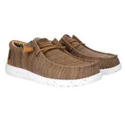 HeyDude Męskie Mokasyny Wally Stretch Sox. Brązowe mokasyny Hey dude, bez wzorów, z materiału, bez obcasa, bez zapięcia. Za 259.00 zł.
