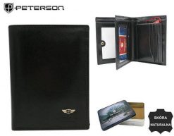 Portfel skórzany PETERSON PTN 22310-VT czarny. Czarne portfele Peterson, bez wzorów. Za 104.00 zł.