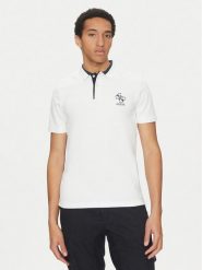 Guess Polo M5GP60 K7O64 Biały Slim Fit. Białe koszulki polo Guess, m, z aplikacjami, z bawełny, bez kołnierzyka, bez ramiączek. Za 209.99 zł.
