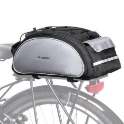 Torba rowerowa na bagażnik Wozinsky wodoodporna 13 L. Czarne torby na ramię Wozinsky, bez wzorów, z materiału, do ręki, duże, bez dodatków. Za 109.99 zł.