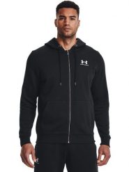 Under Armour Bluza UA Essential Fleece FZ Hood 1373881 Czarny Regular Fit. Czarne bluzy Under Armour, m, bez wzorów, z bawełny, bez kaptura. Za 259.99 zł.