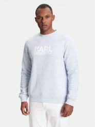 KARL LAGERFELD Bluza 705091 553917 Błękitny Regular Fit. Niebieskie bluzy KARL LAGERFELD, m, bez wzorów, z bawełny, bez kaptura. Za 359.99 zł.
