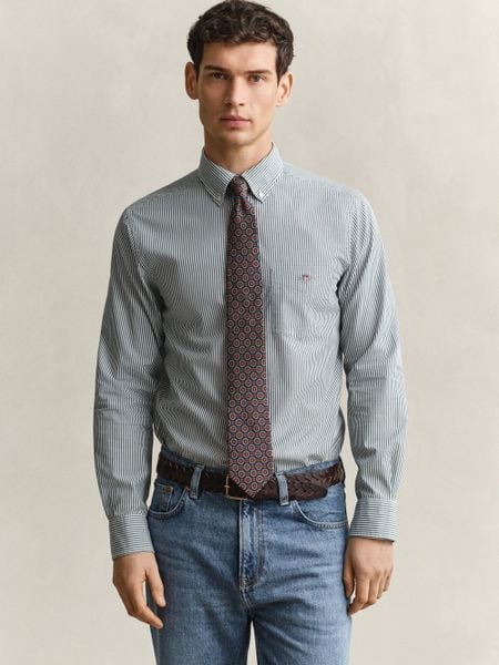 Gant Koszula Mężczyźni Regular Fit Bawełna zielony, L. Zielone koszule GANT, l, bez wzorów, z bawełny, bez kołnierzyka, bez ramiączek. Za 499.95 zł.