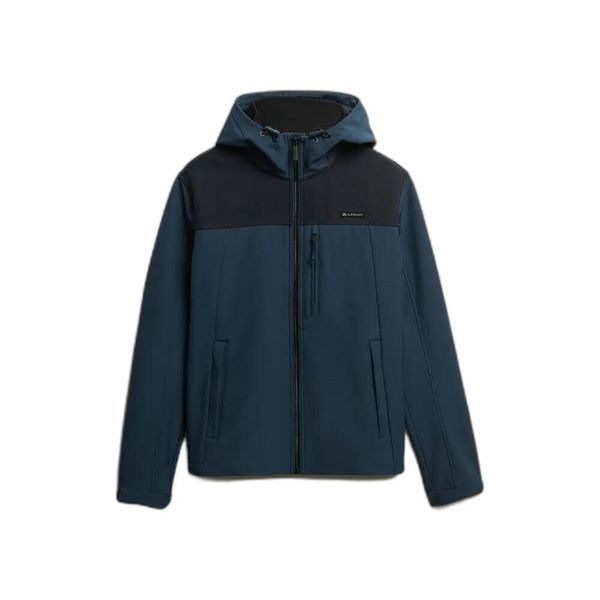 Bluza z kapturem Superdry Softshell Tech Trekker. Niebieskie bluzy Superdry, na lato, l, bez wzorów, z materiału, z kapturem. Za 472.10 zł.