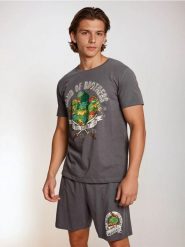 Bawełniana piżama dwuczęściowa z nadrukiem Teenage Mutant Ninja Turtles - szary. Szare piżamy Sinsay, l, bez wzorów, z bawełny, bez ramiączek. Za 49.99 zł.