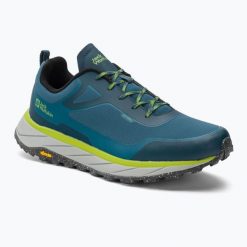Buty trekkingowe męskie Jack Wolfskin Terrashelter Low. Niebieskie buty turystyczne Jack Wolfskin, bez wzorów, z materiału, bez zapięcia, trekkingowe. Za 649.00 zł.