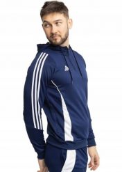 Bluza męska adidas Tiro 24 Training Hooded. Niebieskie bluzy z kapturem Adidas, m, bez wzorów, z materiału, z kapturem. Za 165.99 zł.