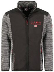 Geographical Norway Kurtka polarowa "Tonio" w kolorze szaro-czarnym rozmiar: S. Czarne kurtki Geographical Norway, s, z aplikacjami, z materiału, bez kaptura. Za 128.25 zł.