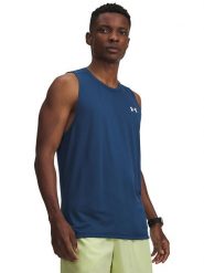 Under Armour Top sportowy w kolorze granatowym rozmiar: XL. Niebieskie t-shirty sportowe Under Armour, bez wzorów, bez ramiączek, outdoorowe. Za 65.95 zł.